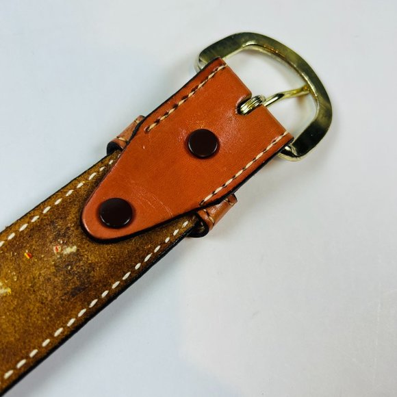 Vintage TEXTAN Genuine Cowhide Leather Womans size 39" Brown Tooled Western Belt - Picture 9 of 9